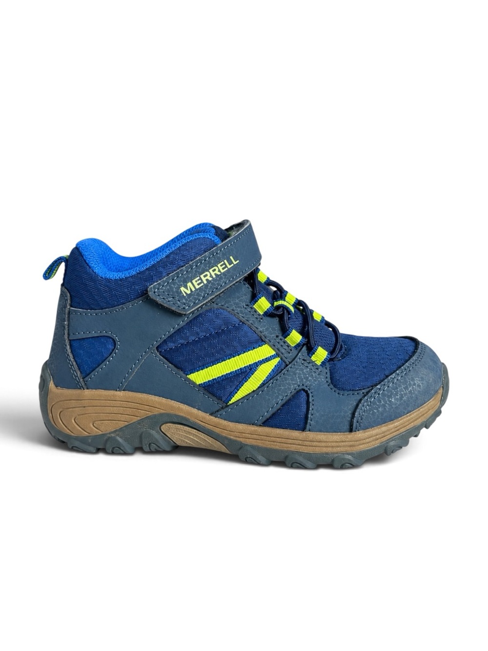Merrell Outback Mid Navy Blue Lime Hiking Boots Kids Sneakers Size 1